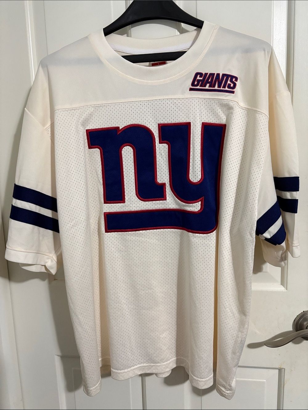 NY Giants White Football Jersey with Blue Logo
